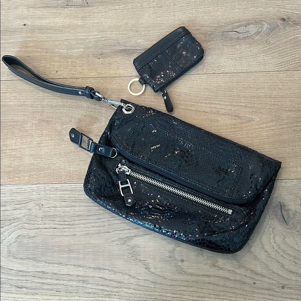 Black Wristlet and Coin Pouch Set
